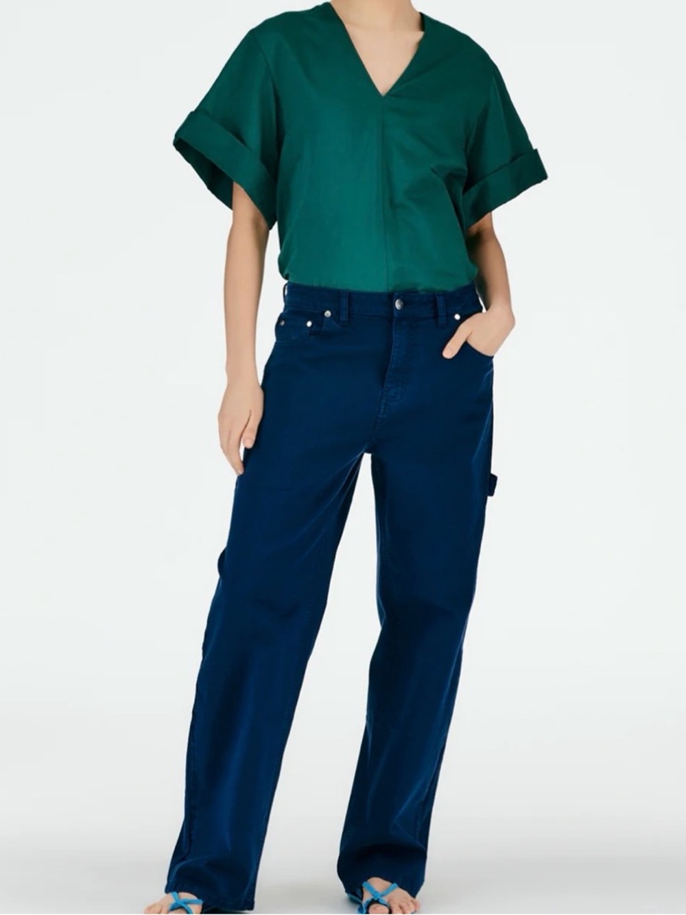 Tibi Cotton Drill Sam Pant in Theseus Blue.